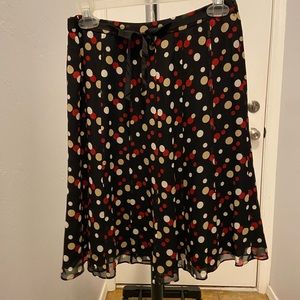 INC polka dot flowy skirt